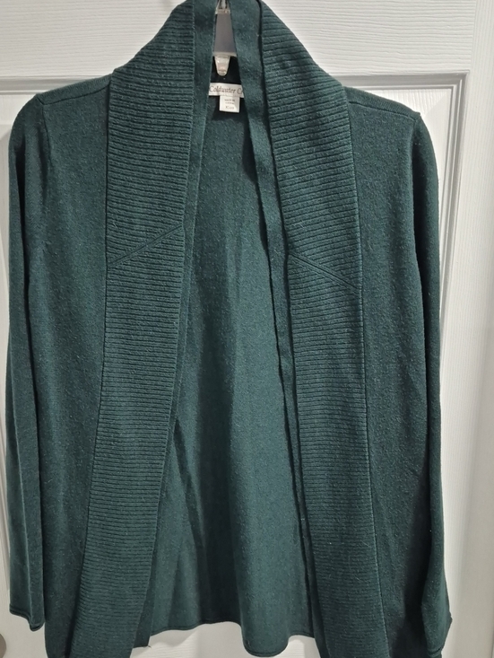 Coldwater Creek Sweaters - Coldwater Creek Dark Teal Open-Front Ribbed Shawl Collar Cardigan